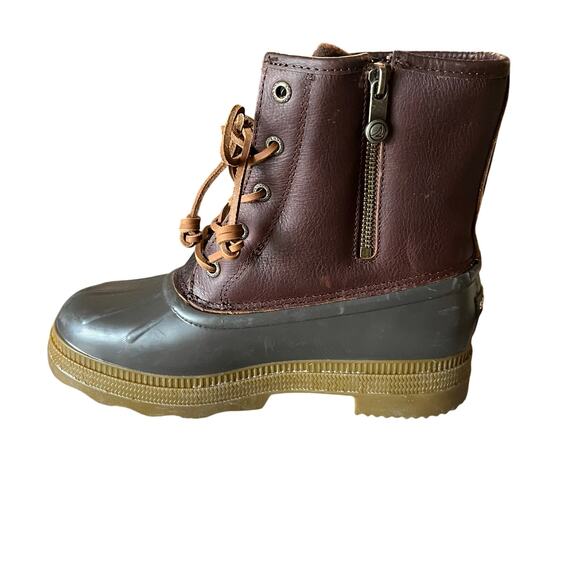 Saltwater 2.0 Duck Boot Lug Sole Women's 7.5 Leather Dark Brown Water Resistant - Picture 7 of 9